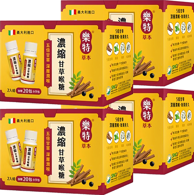 樂特 濃縮甘草喉糖 潤喉時刻, 38.8g, 4盒