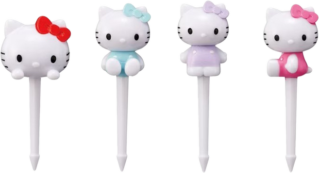 Skater 裝飾用立體水果叉4件組 Hello Kitty, 1組