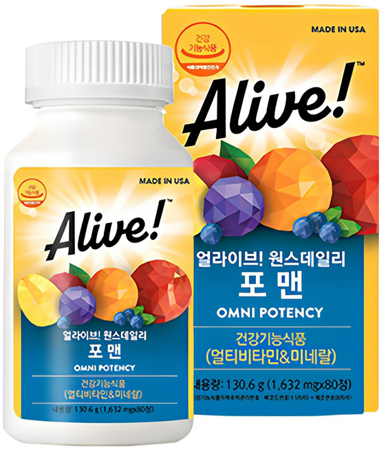 얼라이브 정품 원스데일리 포 맨 멀티비타민, 80정, 1개