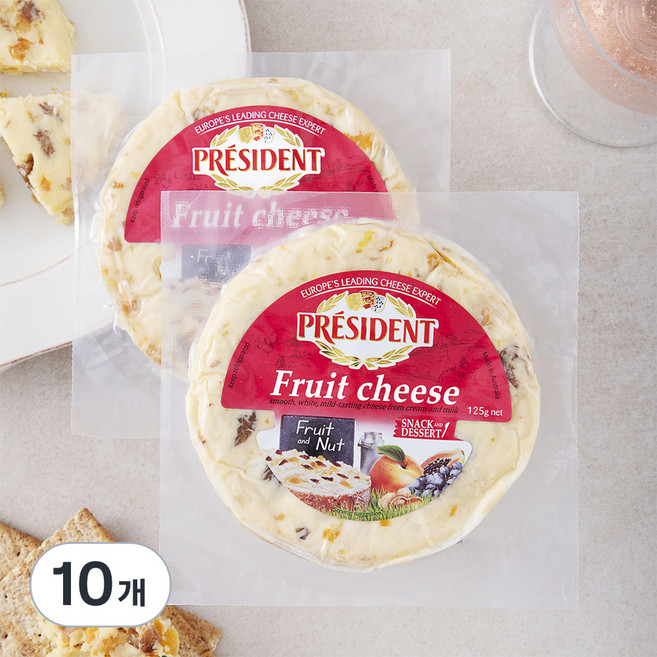 프레지덩 프루츠앤넛츠 크림치즈, 125g, 1개입, 10개