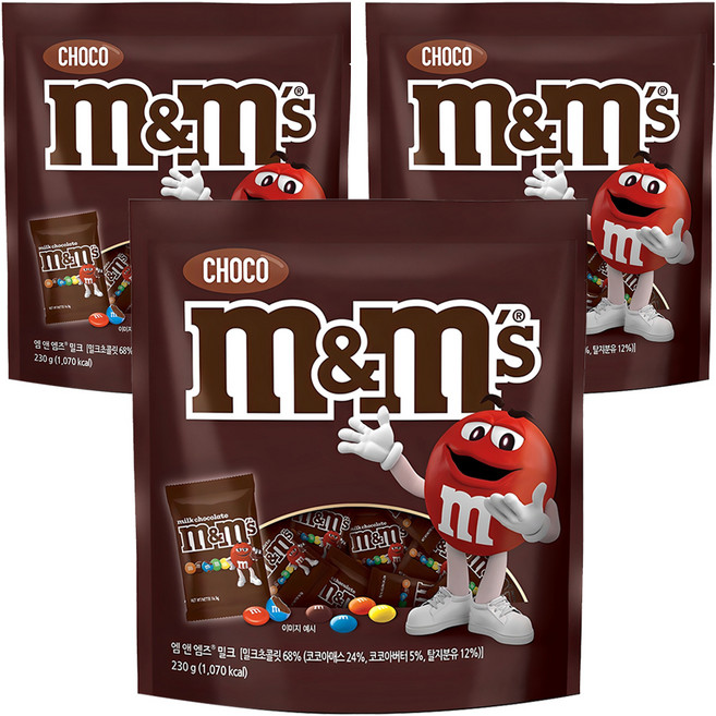 엠앤엠즈 밀크 초콜릿 펀사이즈, 230g, 3개