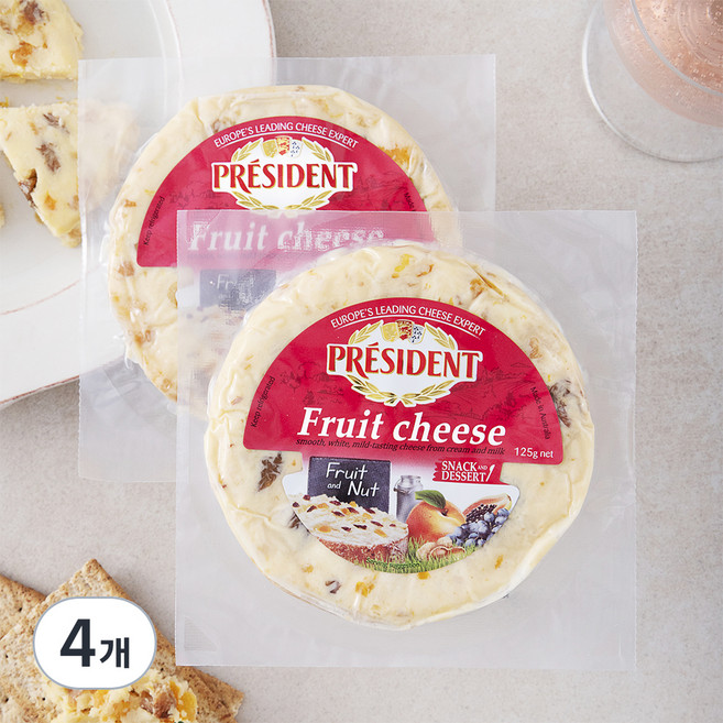 프레지덩 프루츠앤넛츠 크림치즈, 125g, 1개입, 4개