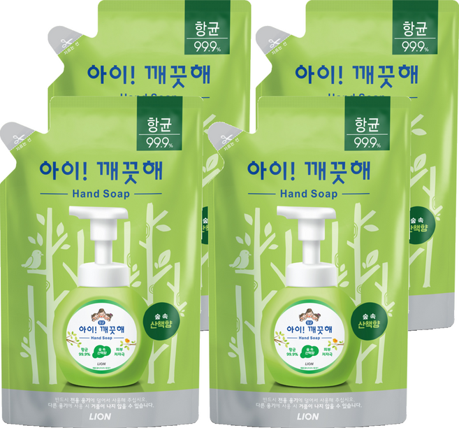 아이깨끗해 향균 폼 핸드솝 숲 속 산책향 리필, 450ml, 4개