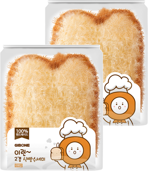 GIBONE 吐司造型雙層菜瓜布, 6入, 2包