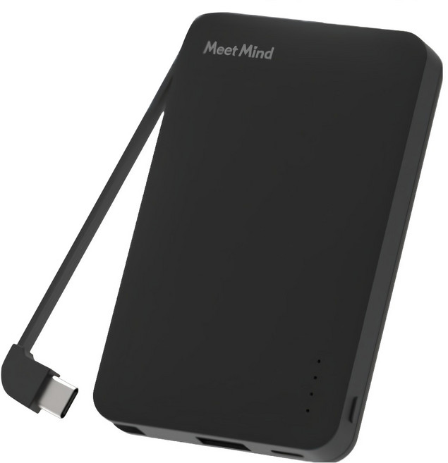 Meet Mind 自帶線三輸出行動電源 5000mAh, 黑色, 8208