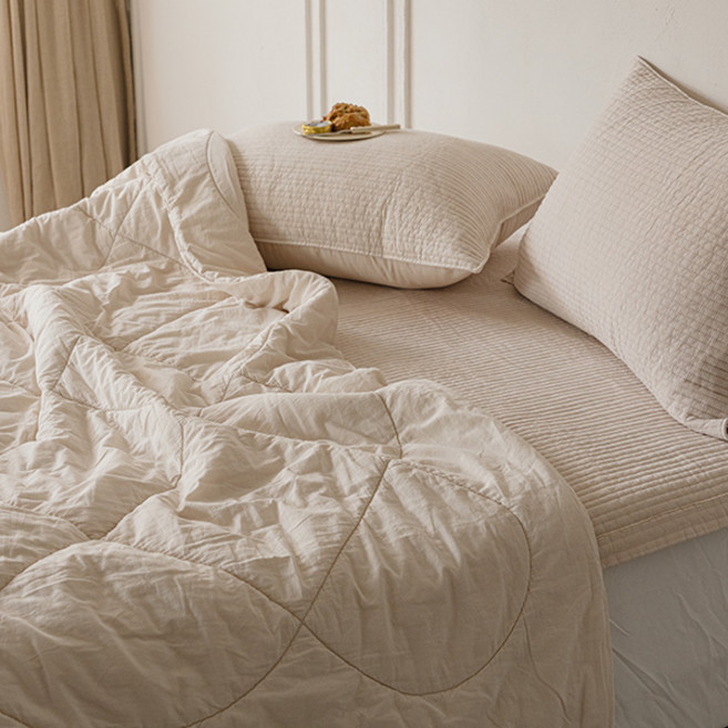 아망떼 타임리스 60수 고밀도 면아사 피그먼트 간절기 차렵이불 베개세트