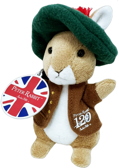 PETER RABBIT 比得兔 絨毛娃娃悠遊卡鑰匙扣 寶寶絨材質, 12cm, 班傑明, 1個