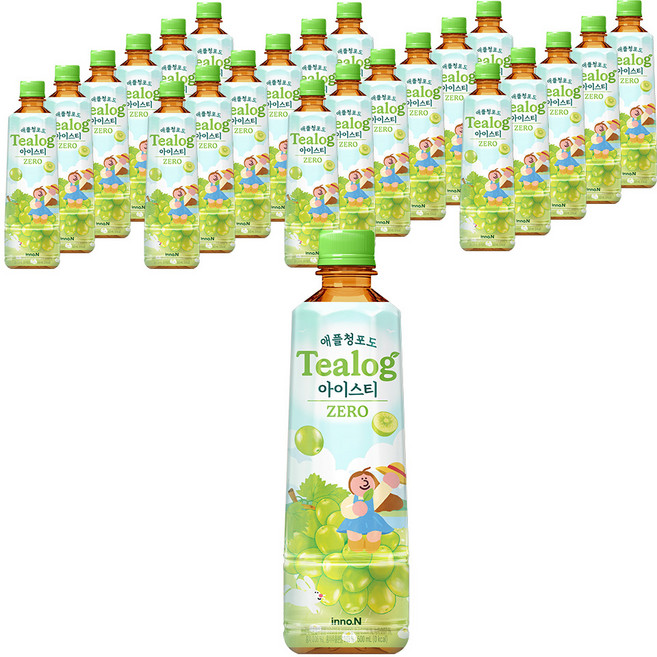 티로그 제로 애플청포도 아이스티, 24개, 500ml