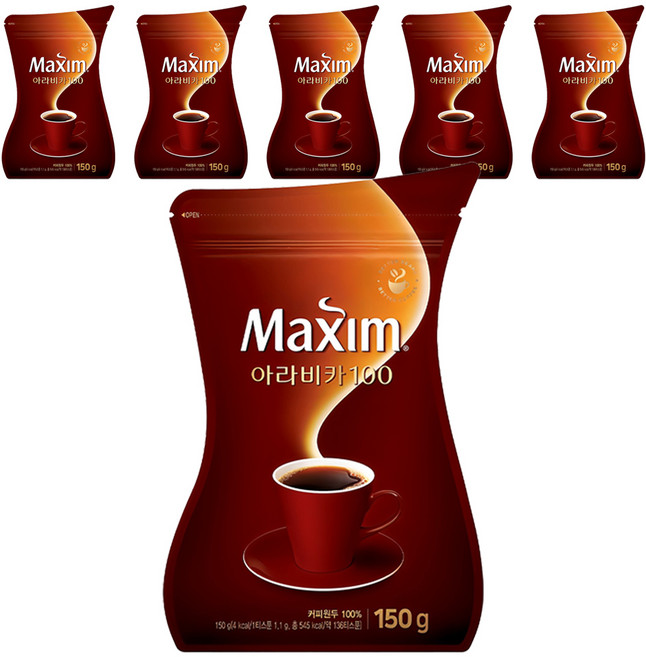맥심 아라비카 100 원두 커피믹스, 150g, 1개입, 6개