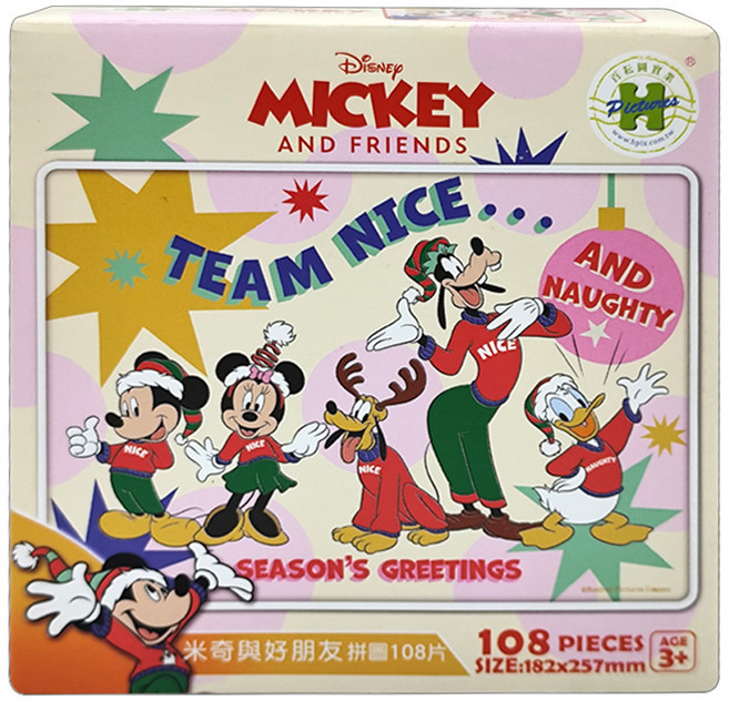 HUNDRED PICTURES 百耘圖 Mickey Mouse&Friends 米奇與好朋友17拼圖 HPD0108-276 182 x 257mm 3歲以上, 108片, Mickey Mouse&Friends 米奇與好朋友, 1盒