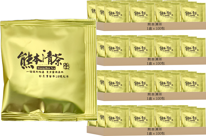 熊本清茶 日月潭紅茶台茶18號立體茶包 量販家庭包, 3g, 100包, 4盒