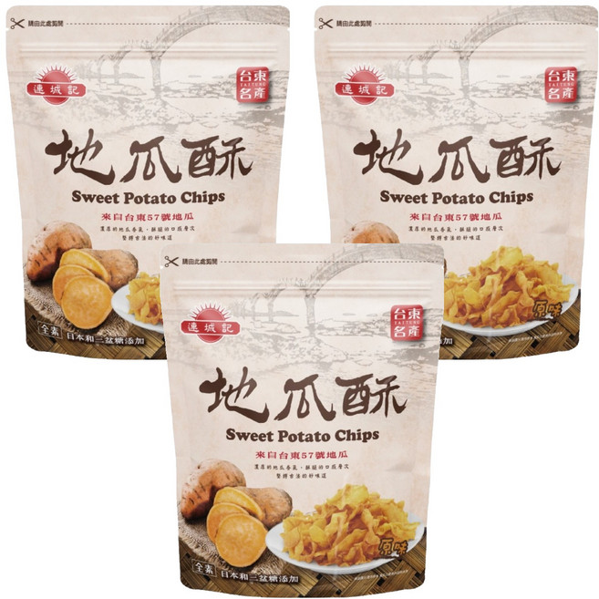 連城記 地瓜酥 原味 全素, 3包, 140g