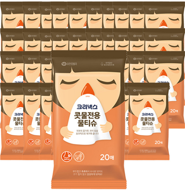 크리넥스 콧물전용 물티슈, 73g, 20매, 40개
