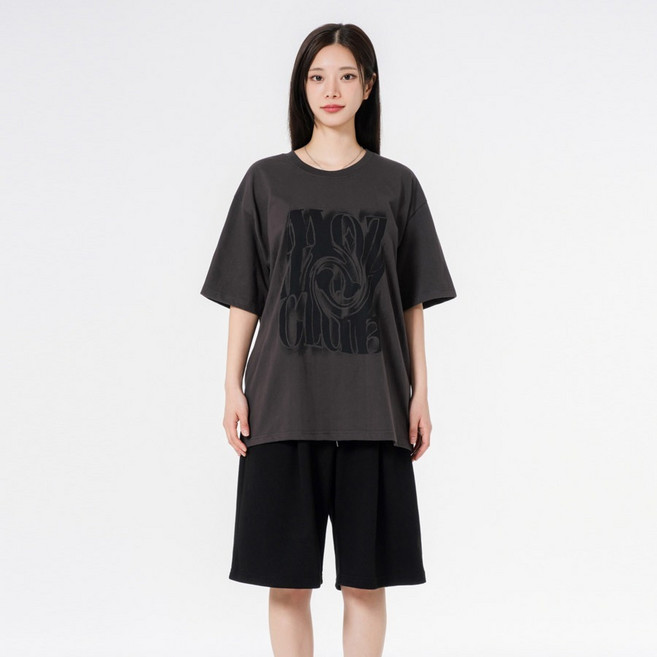 모즈모즈 카오스 반팔 + 더블코튼 와이드 원턱 반바지 셋업