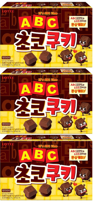 LOTTE 樂天 ABC字母巧克力餅乾, 152g, 3盒