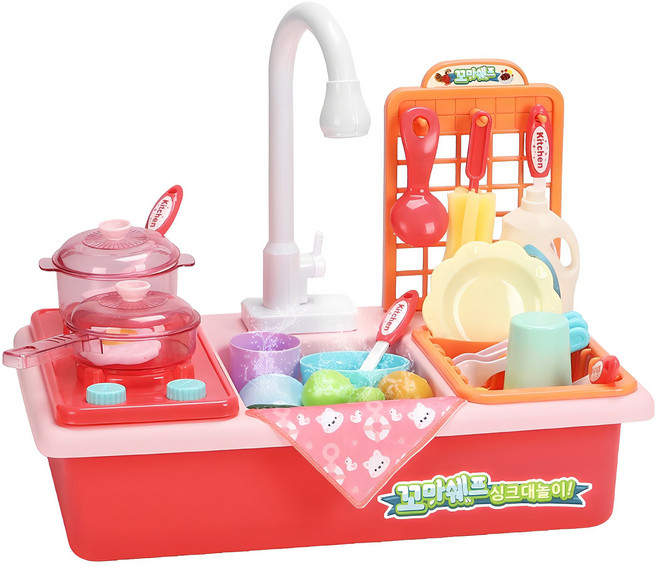 레츠토이 꼬마쉐프 싱크대 주방놀이, 핑크, 1세트