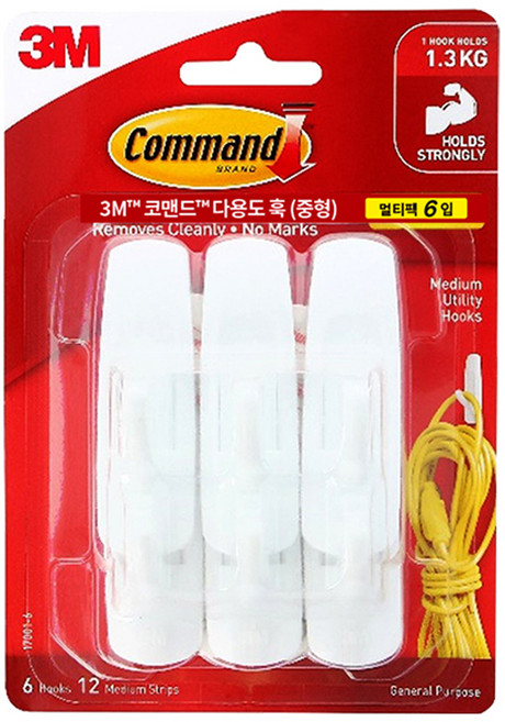 코맨드 다용도훅 중형 6p, 1개