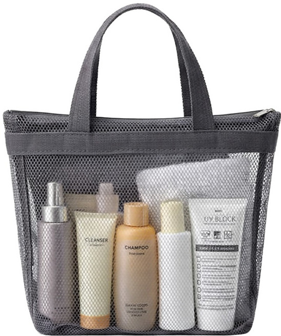 알파커머스 물빠지는 포켓 메쉬 목욕가방, 그레이