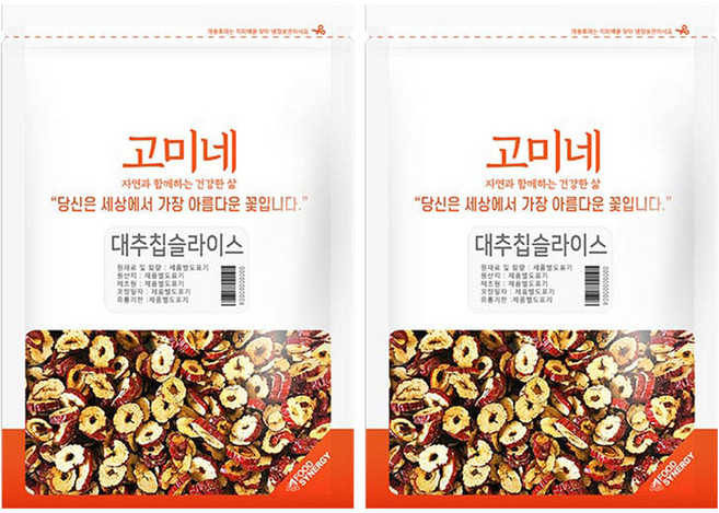 고미네 대추칩 슬라이스, 2개, 250g
