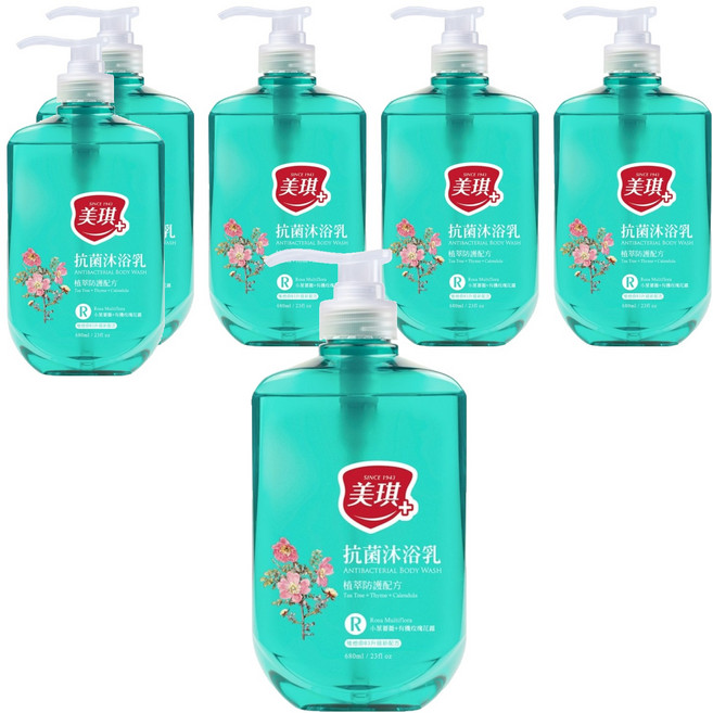 美琪 抗菌沐浴乳 小葉薔薇 植萃防護配方, 680ml, 6瓶