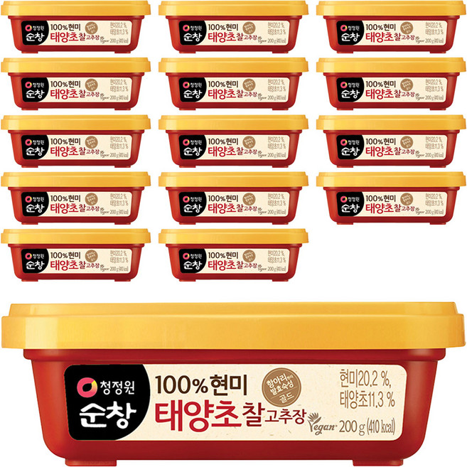 청정원 순창 태양초 찰고추장, 200g, 15개