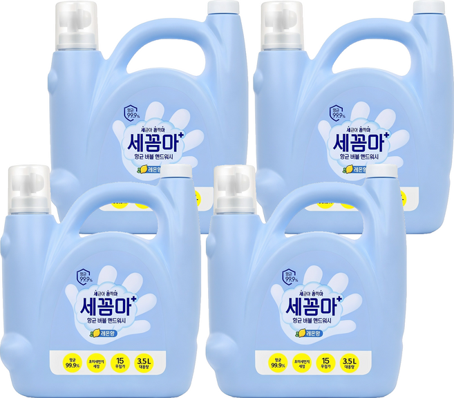 세균아꼼짝마 항균 버블 핸드워시 레몬향 리필, 3.5L, 4개