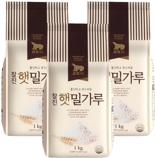 곰표 찰진 햇밀가루, 1kg, 3개
