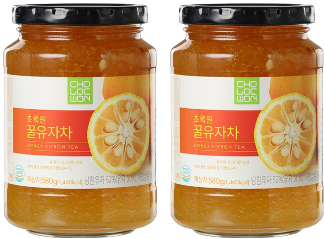 초록원 꿀유자차, 580g, 1개입, 2개