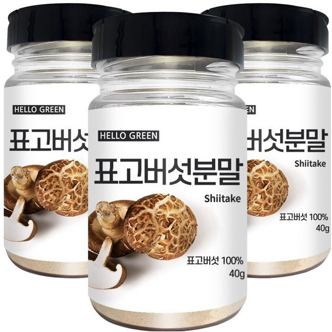 헬로우그린 국산 표고버섯 분말 통, 40g, 3개