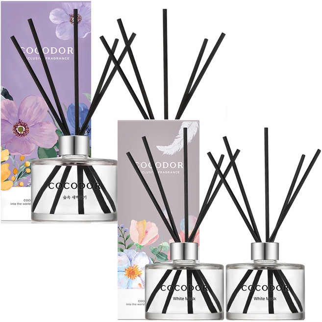 코코도르 퍼퓸 디퓨저 2p 세트, 숲속새벽공기, 화이트머스크, 200ml, 1개