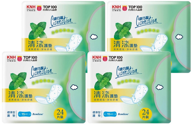 康乃馨 清涼護墊, 標準型(15cm), 24片, 4包