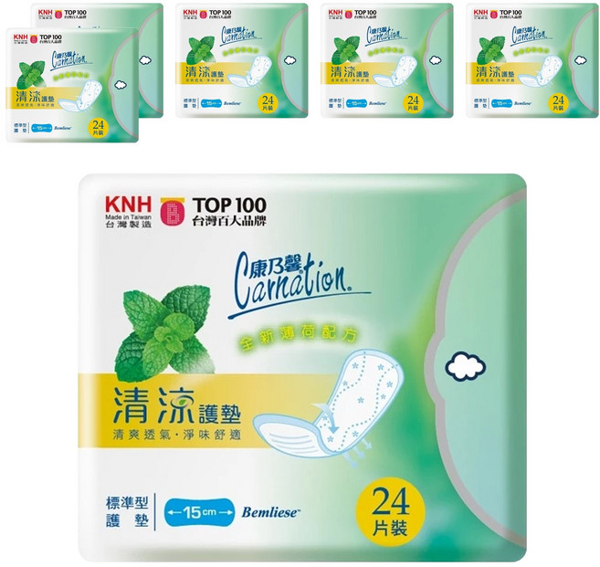 康乃馨 清涼護墊, 標準型(15cm), 24片, 6包