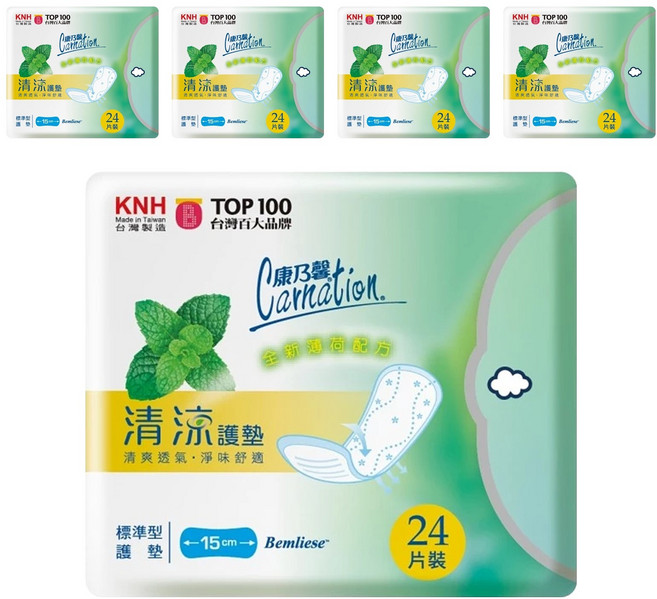 康乃馨 清涼護墊, 標準型(15cm), 24片, 5包