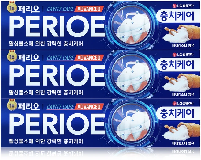 페리오 캐비티케어 어드밴스드 플러스 불소치약, 130g, 3개 - 쿠팡