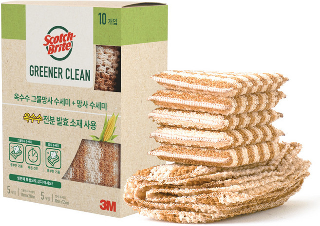 스카치브라이트 옥수수 망사 수세미 2종, 10개입, 1개
