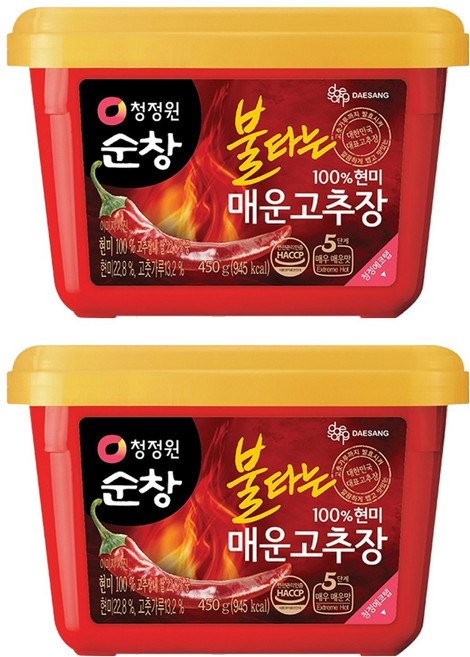 청정원순창 불타는 매운고추장, 450g, 2개