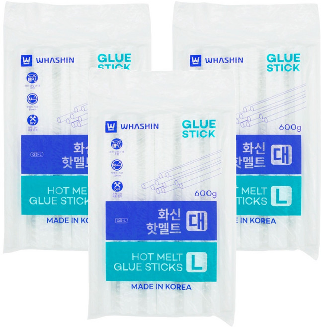 화신 핫멜트 글루 스틱 대 11mm 600g, 3개