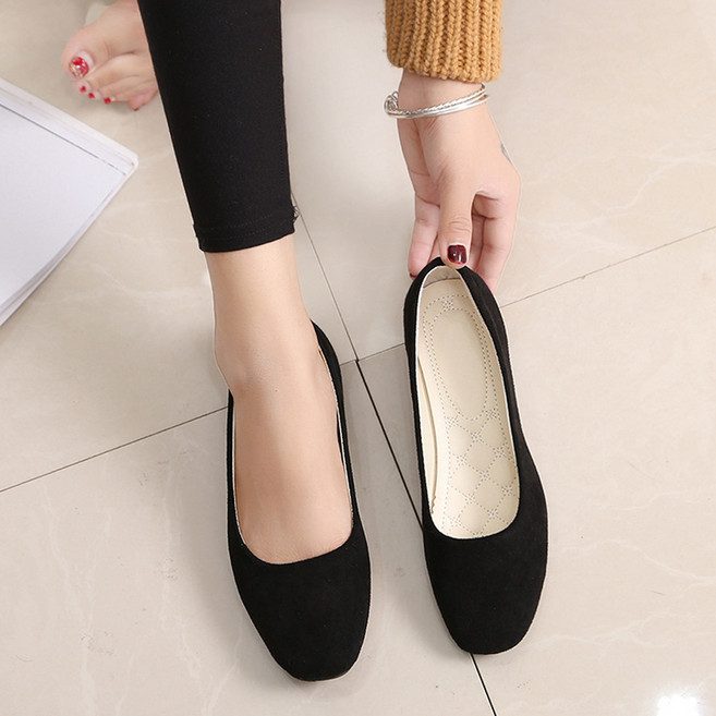 스웨이드 싱글 소프트 여성 플랫 슈즈
