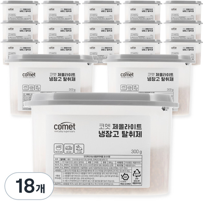 코멧 냉장.냉동고 모두 사용 가능한 제올라이트 냉장고 탈취제, 300g, 18개