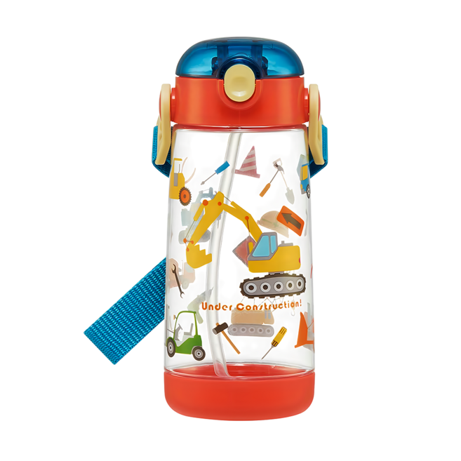 Skater PET吸管水壺 480ml, 工程車 透明色, 1個