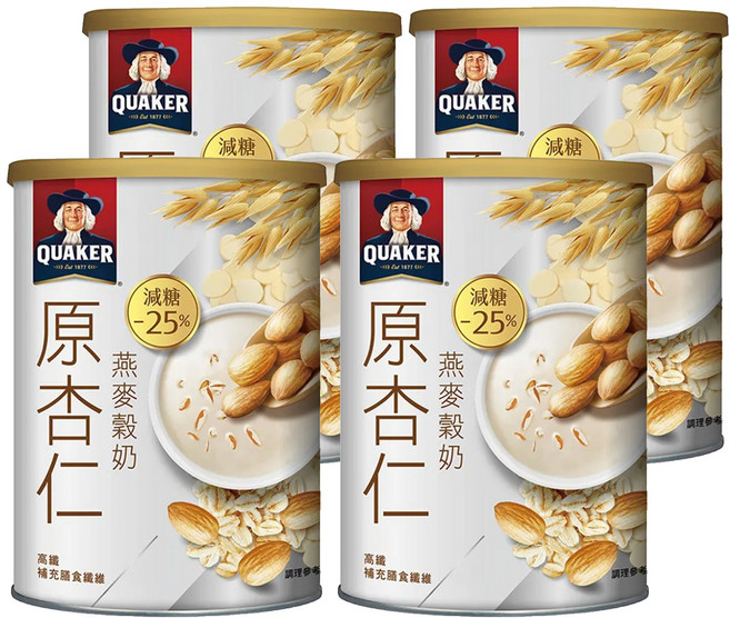 QUAKER 桂格 原杏仁燕麥穀奶, 390g, 4罐