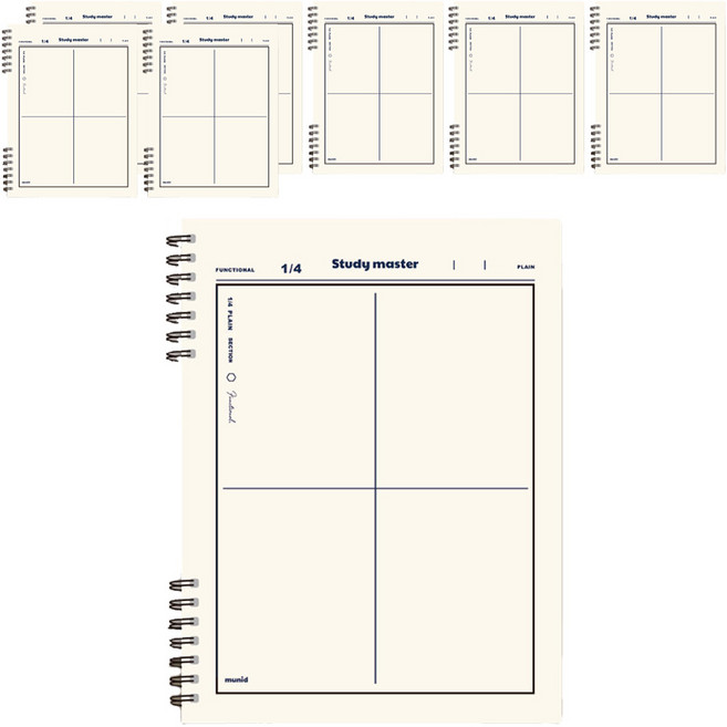 뮤니드 It spring 좌철 4분할 컬러 수학 노트, 아이보리, 8개