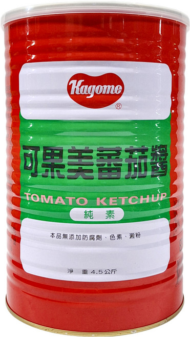 KAGOME 可果美 蕃茄醬 純素, 4.5kg, 1桶