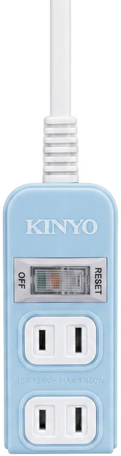KINYO 1開3插安全延長線 2孔 NSD2139, 2.7m, 藍色, 1個