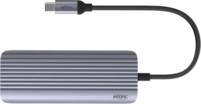 INTOPIC 廣鼎 六合一多功能Type-C轉接器, 銀色, 1個