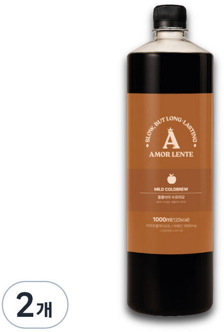 아몰렌떼 콜드브루 원액 콜롬비아 수프리모 더치커피, 1L, 2개, 1개입