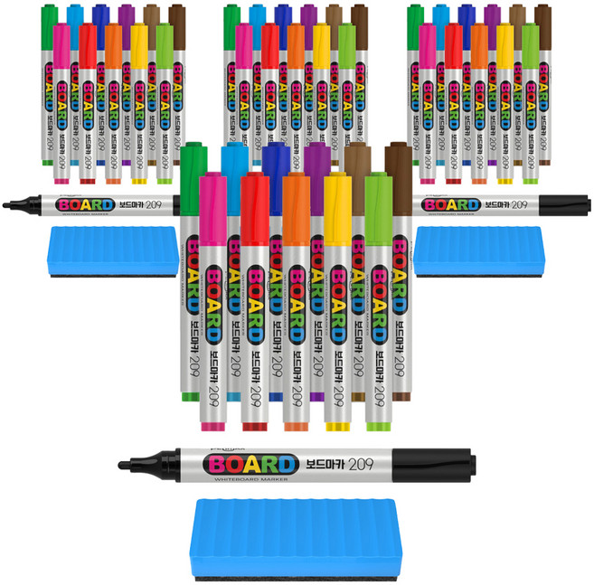 펜맥스 보드마카 209 12색 + 지우개, 분홍,빨강,주황,노랑,연두,녹색,파랑,군청,보라,갈색,밤색,검정, 4개