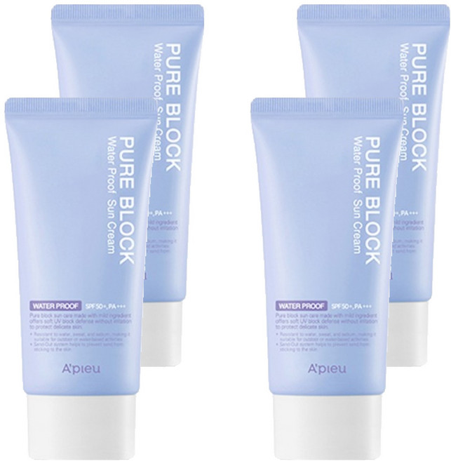 어퓨 퓨어 블록 내추럴 워터프루프 선크림 SPF50+ PA+++, 50ml, 4개