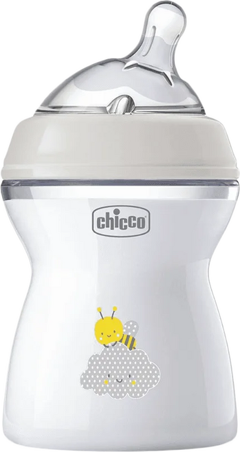 chicco 天然母感2倍防脹PP奶瓶單孔, 灰色, 250ml, 1個