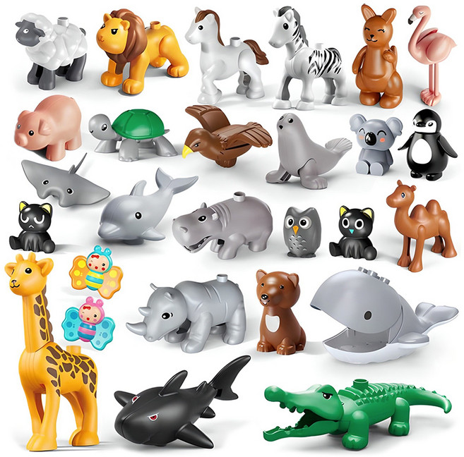 Pai 동물 시리즈 듀플로 호환 블록완구, 혼합색상, 1세트